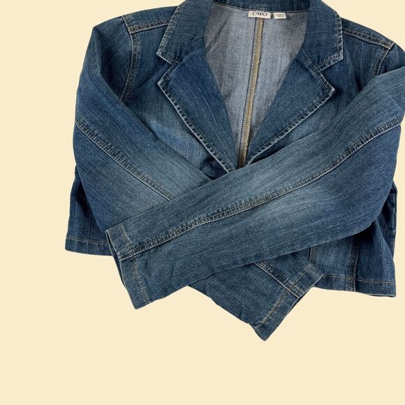 Y2K L denim jacket by Cato, vintage 2000s cropped womens jean jacket - Picture 6 of 9